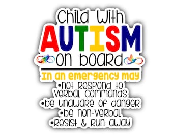 Car Sticker 5" Autism Autistic Passenger Child Car Vehicle Neurodiversity Special Needs Large sticker