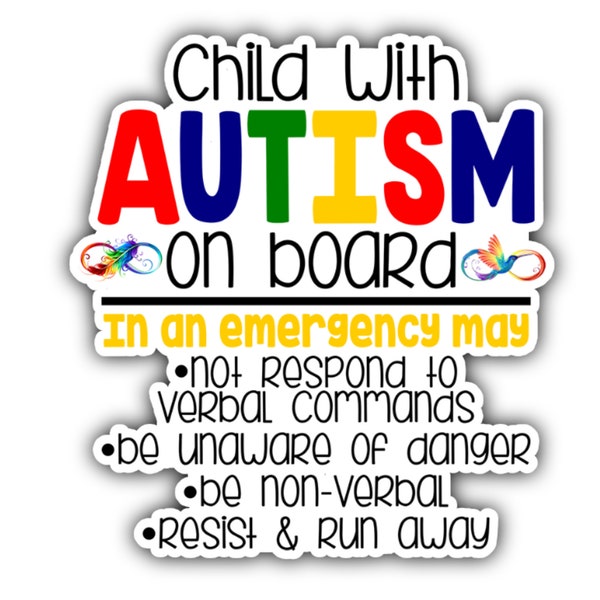 Car Sticker 5" Autism Autistic Passenger Child Car Vehicle Neurodiversity Special Needs Large sticker