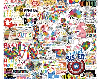 50 Pack Autism Autistic Neurodiversity puzzle infinity awareness laptop bottle luggage vinyl waterproof Stickers Pack
