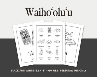 Hawaiian Colors Printable - ʻŌlelo Hawaiʻi Coloring Page, Preschool Activity, Learn Colors & Letters, Worksheet, Printable PDF for Keiki