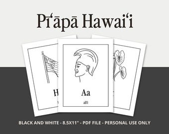 Hawai‘i Pī‘āpā Printable - Hawaiian Alphabet Coloring Page, ʻŌlelo Hawaiʻi ABC Worksheet, Fun Preschool Activity, Printable PDF for Kids