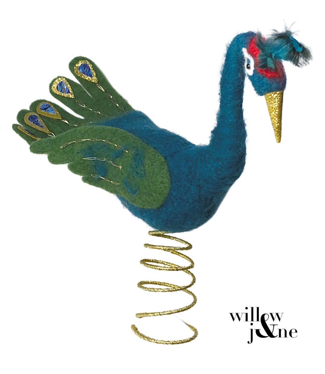 Colourful Peacock Christmas Tree Topper Felt Angel Etsy UK