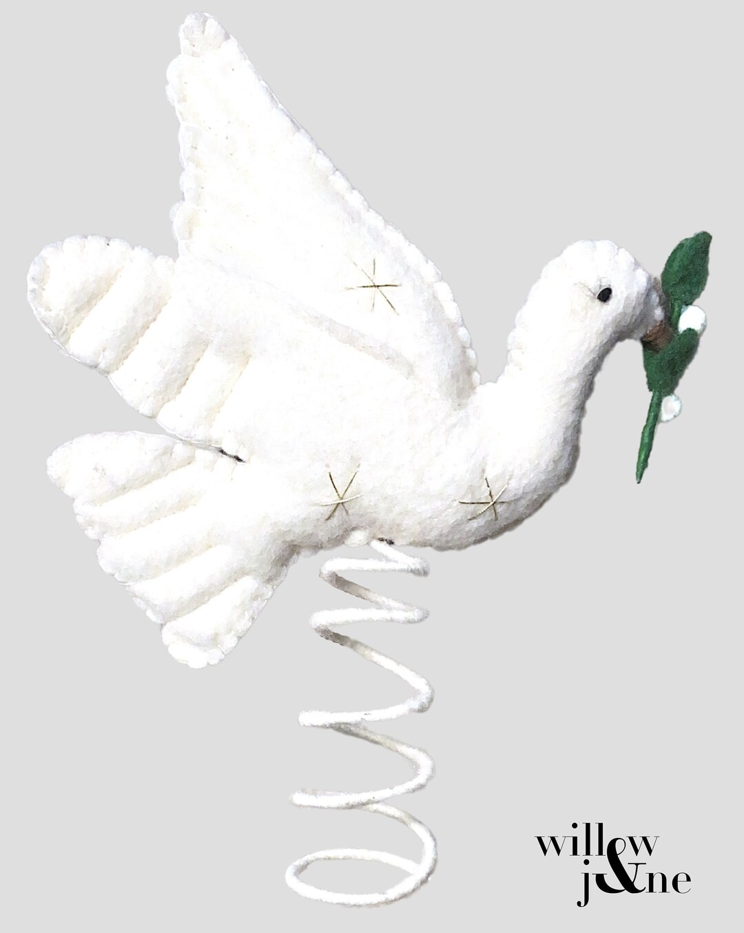 Christmas Dove Christmas Tree Topper Felt Angel Etsy