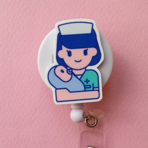 Insigne de sage-femme, enrouleur de badge rétractable de gynécologue, porte-cartes OB-GYN, cadeau obstétricien, clip pour badge médical, badge pour nouveau-né, clip d'identification de médecin