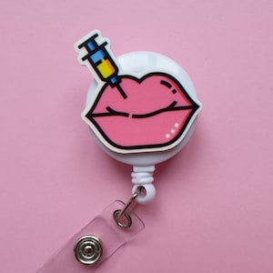 Porta badge per filler labbra, clip identificativa per labbra con acido ialuronico, porta tessere per chirurgia estetica, regalo per chirurgo plastico, moschettone per cosmetologia, cordino
