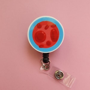 Bobine d'insigne de globules rouges, porte-cartes de scientifique de laboratoire, clip d'identification d'hématologue, étiquette de nom de médecin, mousqueton d'immunologiste, cordon médical, technologie de laboratoire