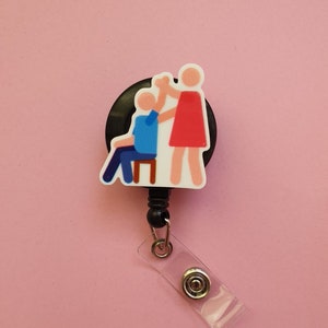 Bobine d'insigne de physiothérapeute, porte-cartes de physiothérapeute, cadeau de physiothérapeute, clip d'identification de physiothérapeute, étiquette de nom de physiothérapeute, clip d'identification médicale,