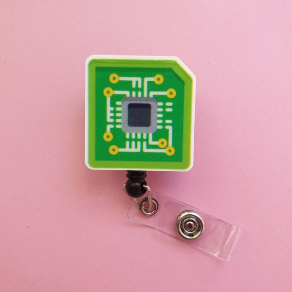 Circuit board badge reel, Hacking badge reel, Software Developer, Software engineer card holder, System administrator badge reel, IT