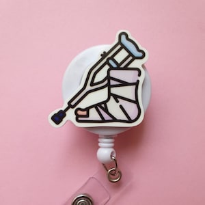 Bobine d'insigne en plâtre, porte-cartes de physiothérapeute, cadeau pour orthopédiste, lanière de physiothérapie, clip d'identification médicale, insigne de béquille, lanière de médecin, mousqueton