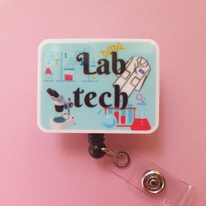 Porte-cartes de scientifique de laboratoire, enrouleur d'insigne de technologie de laboratoire, cadeau de technologie de laboratoire, clip d'identification de laboratoire, badge de scientifique, clip pour badge de chimie, étiquette nominative