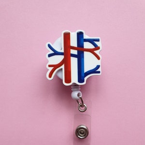 Cardiologist badge reel, Doctor gift, Blood vessels card holder, Vascular surgeon name tag, Cardiologist ID clip, Arteries veins badge clip