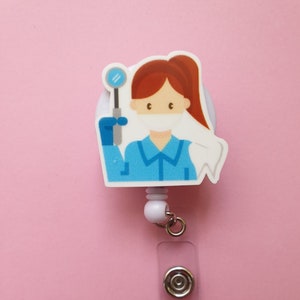 Porte-cartes de dentiste, Bobine de badge pour technicien dentaire, Cadeau pour dentiste, Clip d'identification pour assistante dentaire, Porte-badge rétractable dentaire, Porte-nom
