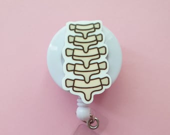 Spine badge reel, Physiotherapist card holder, Doctor gift, Physiotherapist gift, Backbone badge holder, Medical ID clip, PT name tag