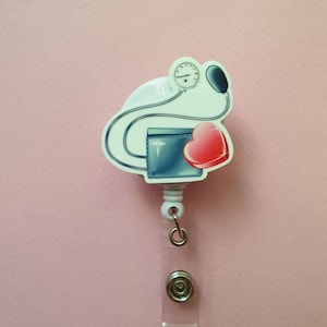 Bobine d'insigne de cardiologue, porte-cartes pour tensiomètre, cadeau médecin, porte-badge pour moniteur de tension artérielle, clip d'identification médicale, porte-carte d'identité, étiquette nominative