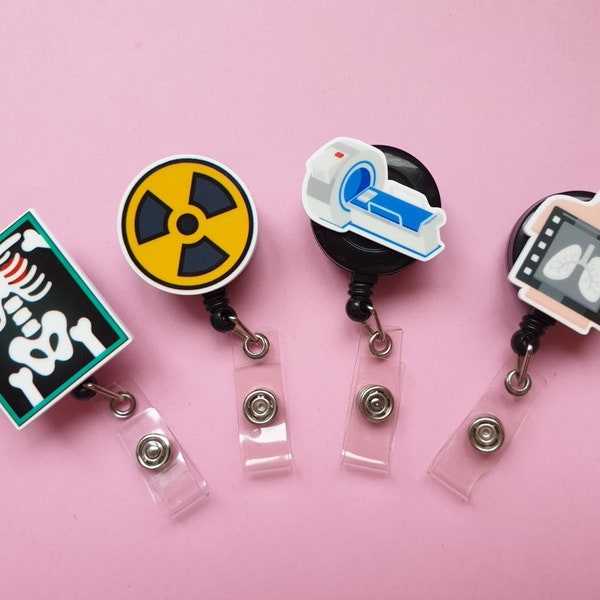 X-ray badge reel, Radiologist gift, X-ray tech card holder, Radiation badge clip, Medical ID card holder, MRI ID clip