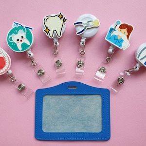 Bobine d'insigne de dentiste, cadeau de dentiste, porte-cartes pour technicien dentaire, clip pour badge d'orthodontiste, porte-carte d'identité dentaire, clip d'identification médicale, porte-badge
