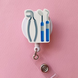 Porte-cartes de dentiste, Bobine d'insigne d'assistante dentaire, Cadeau de dentiste, Clip de support pour carte d'étudiant en médecine dentaire, Orthodontiste, Carte d'identité de médicament, Mousqueton, Lanière