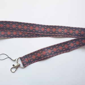 Sleutelkoord met volkspatroon, boho-ID-clip, lanyard met etno-print, Ethno-sleutelhanger, boho-kaarthouder, uniek ontwerp, boho-stijl, ID-badgehouder,