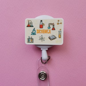 Porte-cartes scientifiques, enrouleur d'insigne de scientifique de laboratoire, cadeau technique de laboratoire, porte-cartes de laboratoire, porte-cartes d'identité de chimie, cordon médical, mousqueton