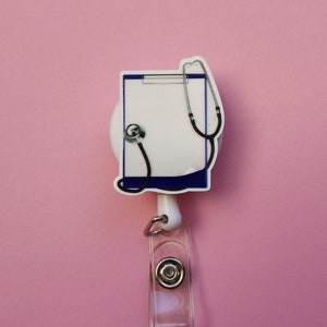 Bobine d'insigne de médecin, porte-cartes stéthoscope, cadeau de médecin, clip pour badge médical, clip d'identification de médecin, étiquette d'infirmière, porte-carte d'identité rétractable