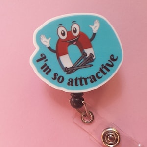 Bobine de badge drôle, cadeau de médecin, cadeau d'infirmière, clip d'identification de physicien, clip de bobine de badge rétractable, porte-carte d'identité, porte-badge, étiquette de nom unique