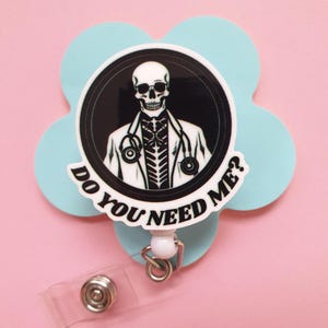 Funny retractable badge reel, Doctor ID clip, Gift for nurse, Name tag, Doctor card holder, Nurse lanyard, Carabiner,Coworker gift,ICU badge