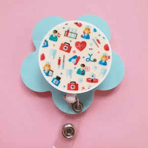 Bobine de badge médical, cadeau de médecin, clip d'identification d'infirmière, clip de bobine de badge, porte-carte d'identité, porte-badge, étiquette d'infirmière, porte-carte de médecin, mousqueton
