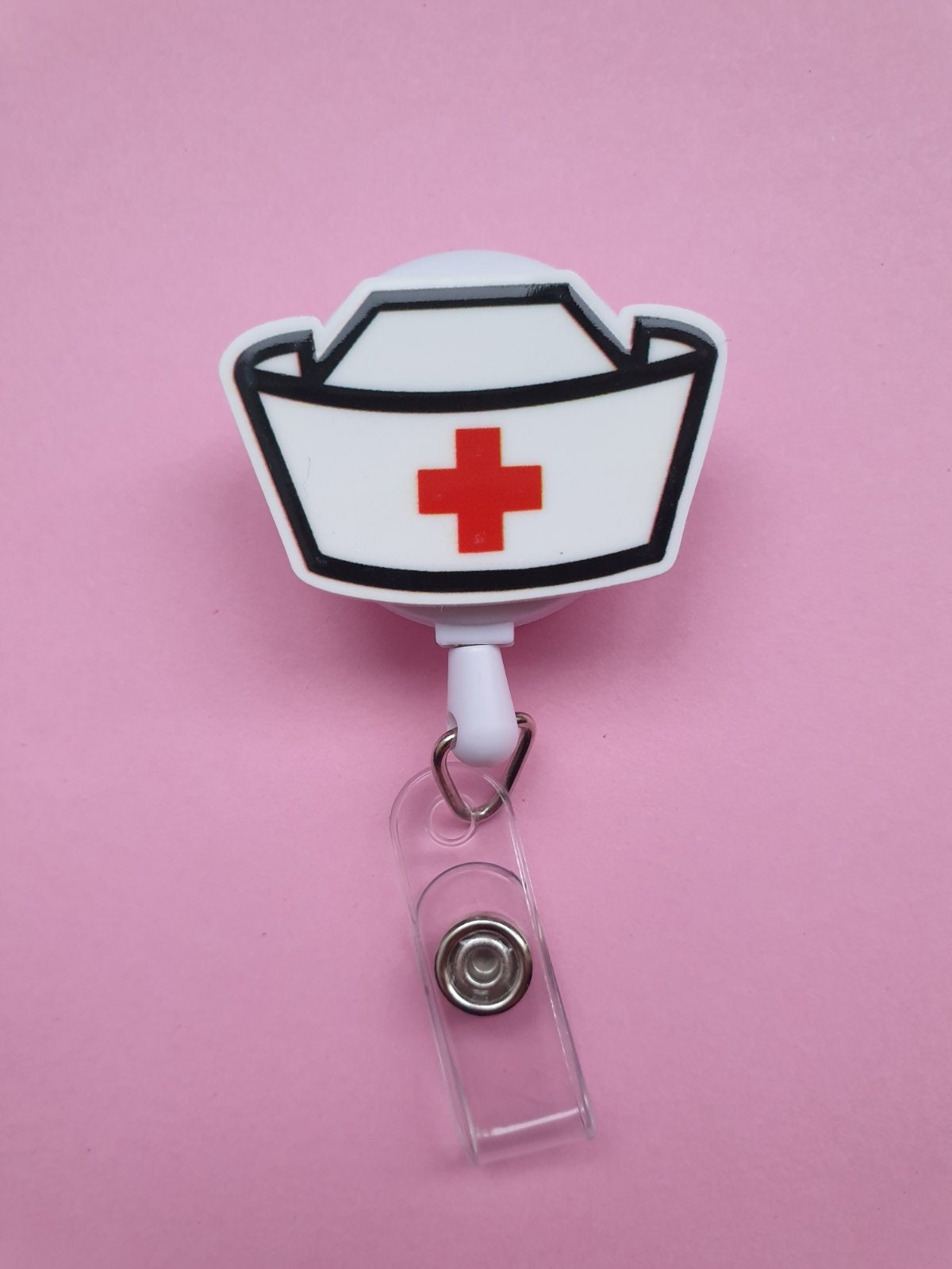 Nurse Cap Badge Reel, Nurse Hat Retractable Badge Reel, Nurse Gift, Medical Badge Reel Clip, Nurse ID Card Holder, Nurse Badge Holder