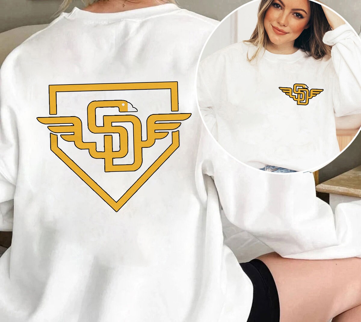 The Lucky Goose SD Graphic Baseball Sweatshirt, City Crewneck Sweatshirt