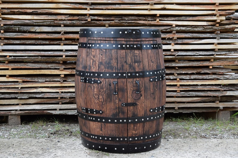 Whiskey Oak Barrel Bar Oak Barrel Drinks Cabinet Handmade from Whisky Oak Barrels Upcycled zdjęcie 7