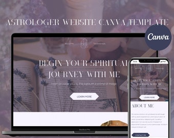 Spiritual Website Template Canva, Astrologer Website Template, Tarot Reader Website Landing Page, Mystic Canva Sales Page