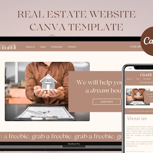 Real Estate Website Template Canva, Realtor Website Template, Business Website Landing Page, Sales Page Canva