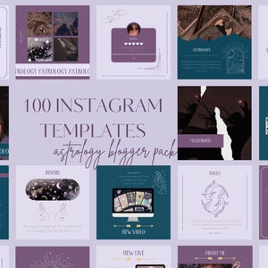 Spiritual Instagram Post Templates Mystic, Astrology Canva Designs, Tarot Social Media Templates, Zodiac Instagram Feed