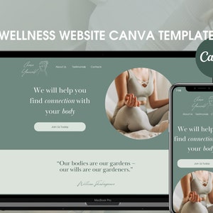 Wellness Website Template Canva, Yoga Coach Website Template, Yoga Website Landing Page, Canva Sales Page