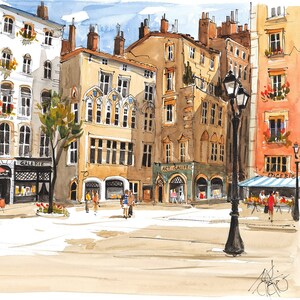 Carte illustrée de Lyon – Place du Change – Souvenir artistique du Vieux Lyon - CC05