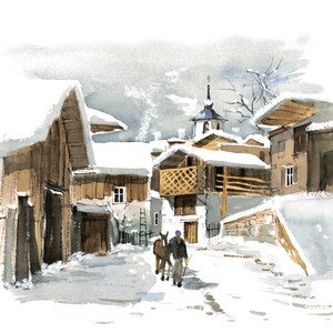 MONTAGNE Village enneigé - CC113