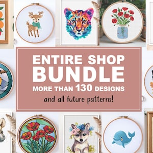 Cross Stitch Patterns - Entire Shop Cross Stitch PDF Mega Bundle. Lifetime Access Pack. Modern Counted Hand Embroidery Designs. DIY Crafts