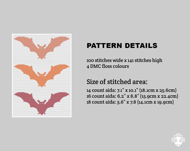 Bats Cross Stitch Pattern PDF Boho Halloween Embroidery - Etsy