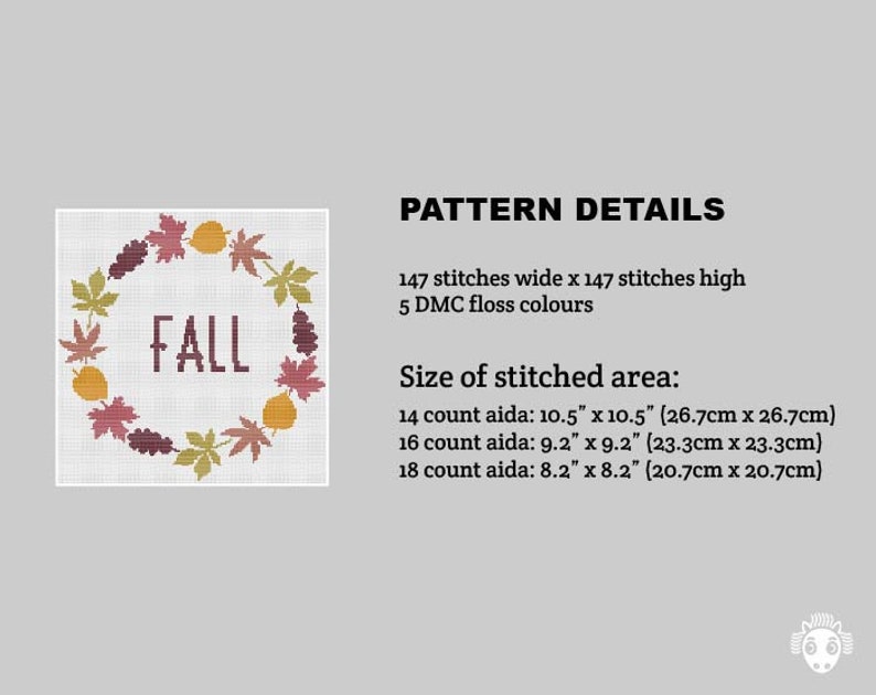 Autumn Wreath Cross Stitch Pattern PDF, Boho Fall Embroidery Design ...