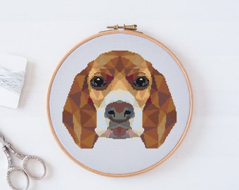 Beagle Dog Cross Stitch Pattern, Counted PDF File to Download, Easy to Read Xstitch Chart, Pattern Keeper Compatible #43