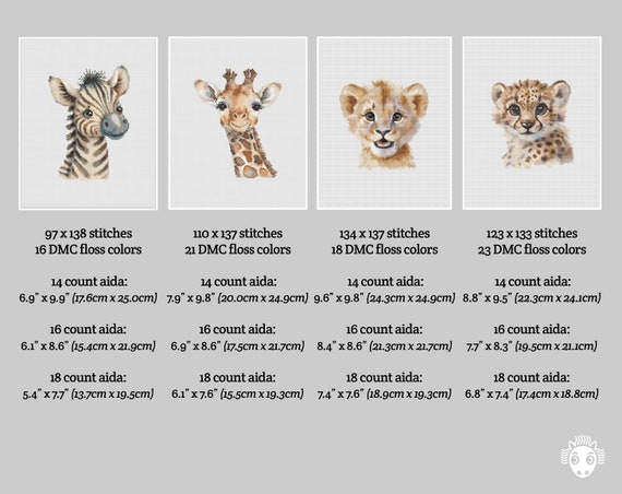 Baby Cross Stitch Baby SET OF 6 Nursery Decor Safari Animal Cross Stitch  Pattern Lion Animals Easy Cross Stitch PDF, Cross Sttich Pattern 