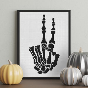 Creepy Halloween Cross Stitch Pattern PDF, Bones Counted Cross Stitch Chart, Gothic Embroidery Design