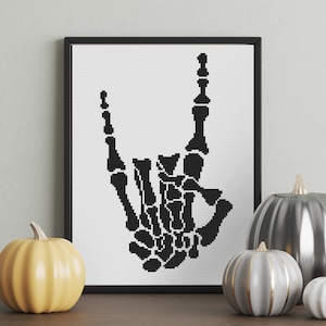 Bones Cross Stitch Pattern PDF, Halloween Counted Cross Stitch Chart, Gothic Embroidery Design #63