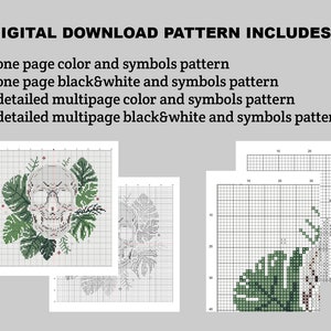 Skull Cross Stitch Pattern PDF. Counted Easy-to-Read Chart. Modern Gothic Hand Embroidery Design 70 image 2