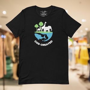 God Created Christian T Shirt, Jesus Shirt, Christian Gift, Gift for Her, Inspirational Gift, God, Gods Creation, Genesis 1 Shirt