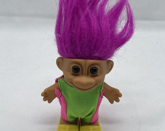 Vintage Russ Troll Doll 1980&#39;s Scuba Diver No Snorkel Mask Fins Pink Hair