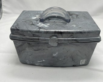 Vintage Caboodles Case Gray Marble Mirror And Tray Inside Made In USA