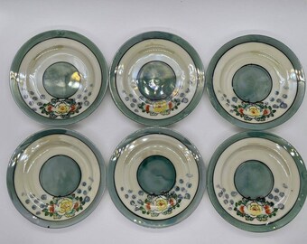 Vintage Japanese Lusterware Floral set of 6 saucers/butter dishes