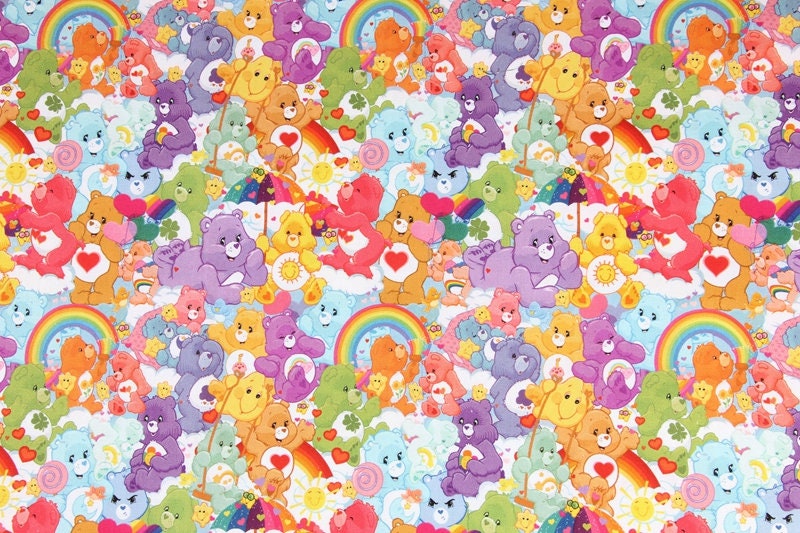 Care Bears Fabric Multicolored Bear Fabric Cotton Fabric Etsy Australia