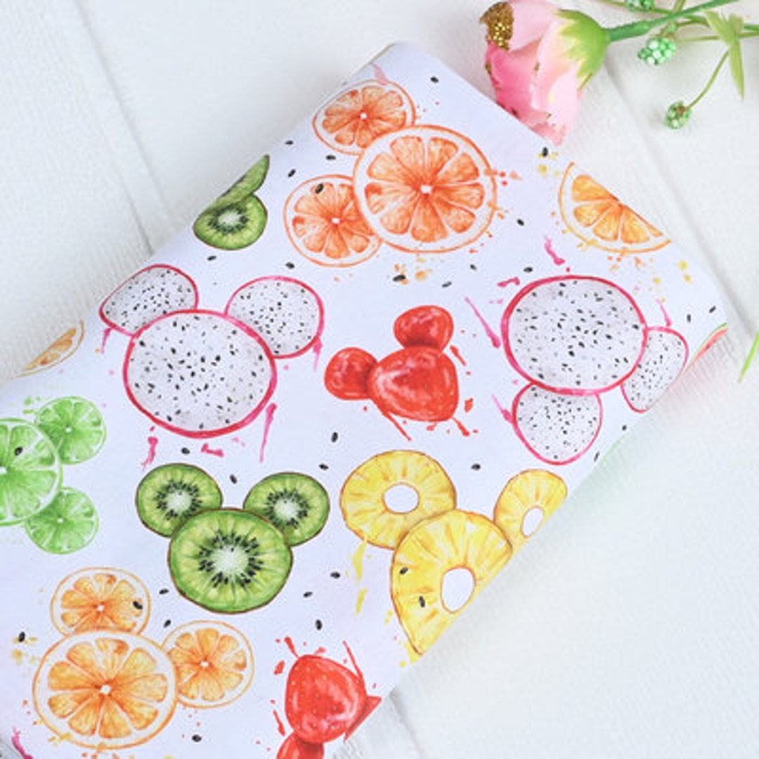 Mouse And Raspberry Fabric Mickey Minnie Mouse Fabric Fruit Fabric Cotton Fabric Cartoon - Etsy ...